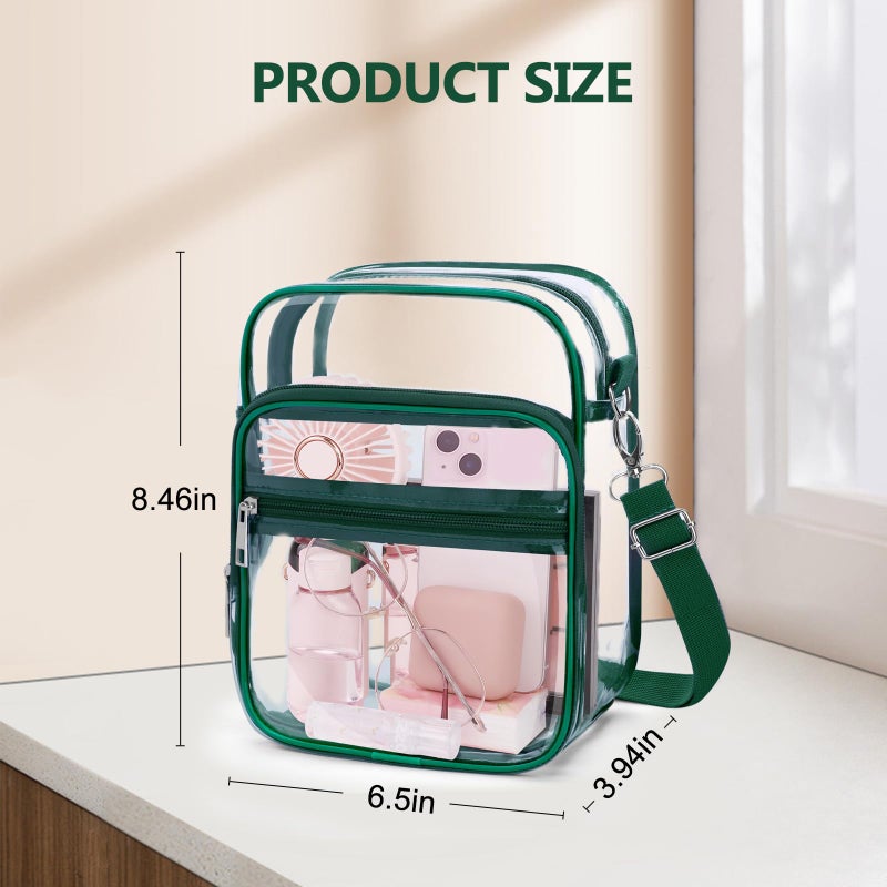 Blvornl Clear Crossbody Bag with Adjustable Shoulder Strap, Dark Green-small - Image 3